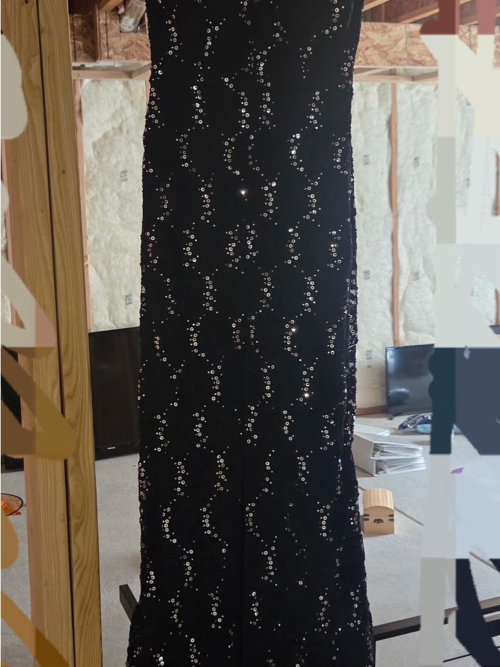 Black Sequin Evening Dress - Elegant Women's Formal Dress Worn Once
